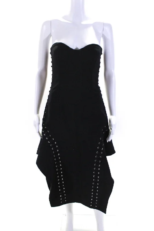 Jonathan Simkhai Womens Black Lace Up Detail Sleeveless Shift Dress