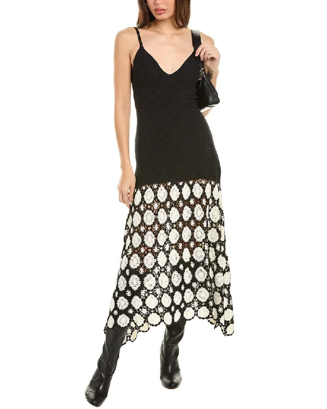 Jason Wu V-Neck Crochet Midi Dress