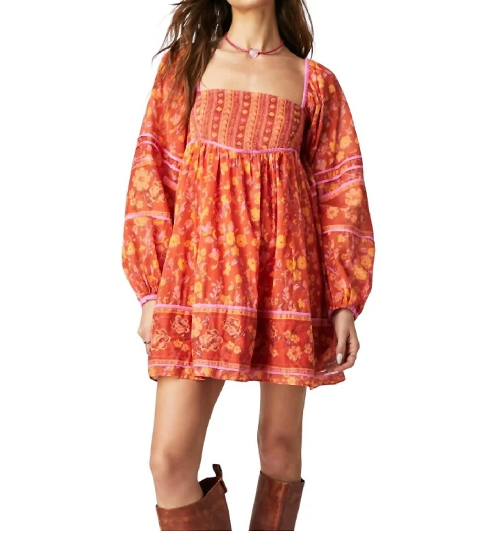 Endless Afternoon Mini Dress In Chili Combo