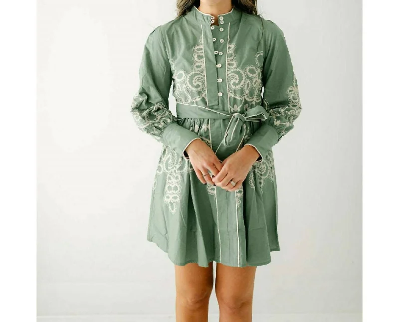 Nella Mini Dress In Medina Sage