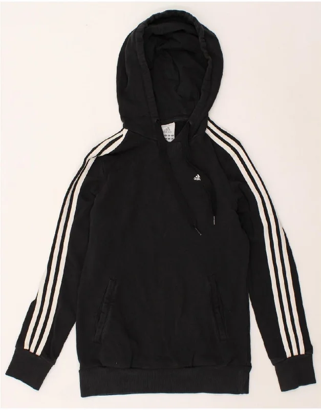 ADIDAS Womens Hoodie Jumper UK 8/10 Small Black