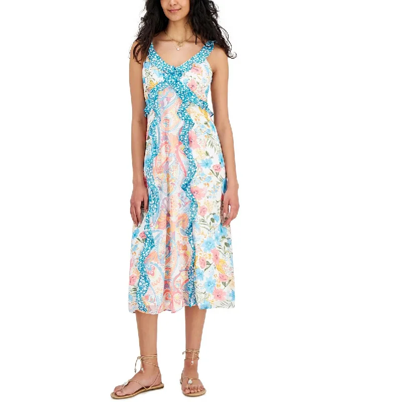 Womens Chiffon Printed Midi Dress