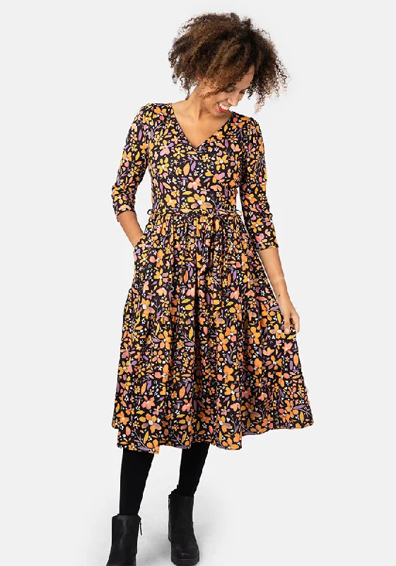 Lexie Ditsy Floral Print Tiered Hem Midi Dress