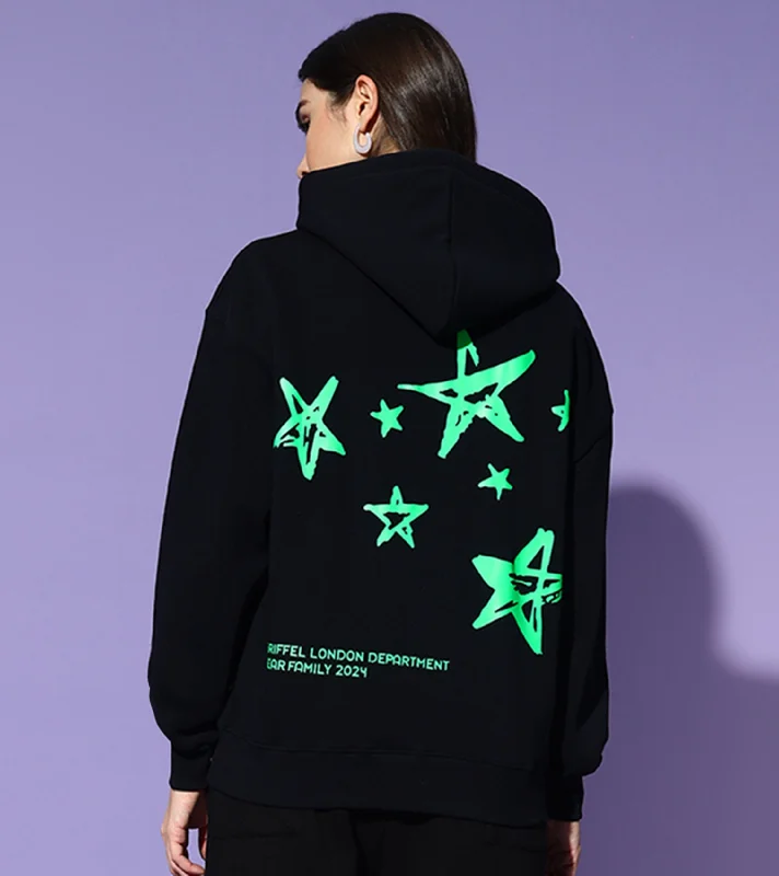 STAR Hoodie Neck Oversized Sweatshirt