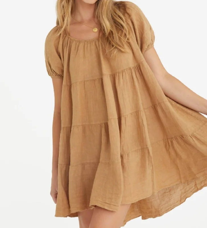 Sabrina Linen Dress In Camel