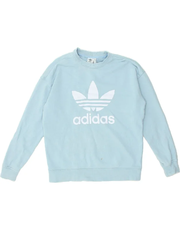 ADIDAS Womens Graphic Sweatshirt Jumper UK 10 Small Blue Cotton