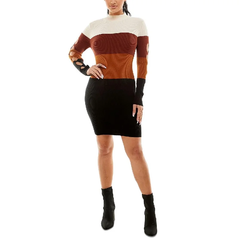 Juniors Womens Knit Cut-Out Sweaterdress