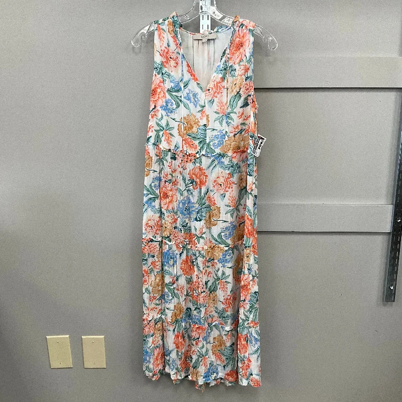 Take Advantage Dress Casual Midi By Loft In Floral Print, Size: S