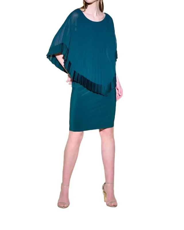 Asymetrical Top Sheath Dress In Alpine Green