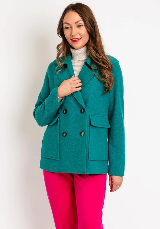 OUI Double Breasted Short Wool Jacket, Green