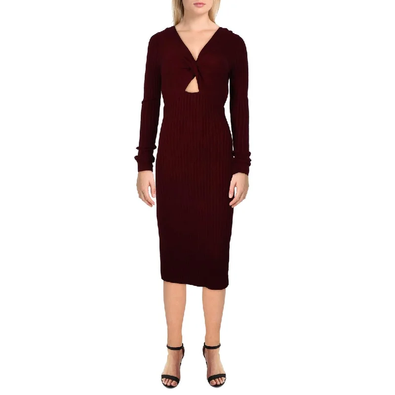 Pilar Womens Criss-Cross Front Midi Sweaterdress