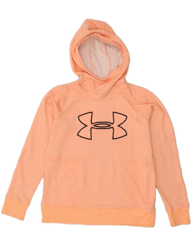 UNDER ARMOUR Womens Cold Gear Graphic Hoodie Jumper UK 14 Medium Orange