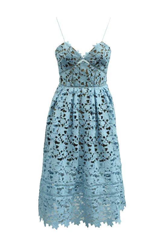 Self-Portrait Azaelea Lace Dress in Light Blue Polyester