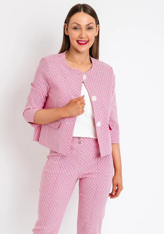 Bianca Ava Geometric Print Short Jacket, Pink