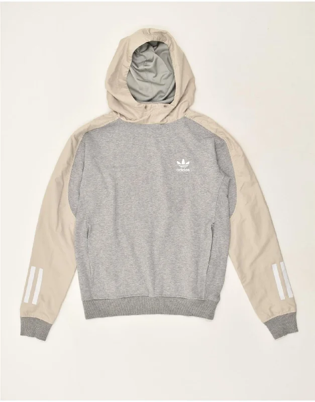 ADIDAS Womens Hoodie Jumper UK 6 XS Grey Colourblock Polyester