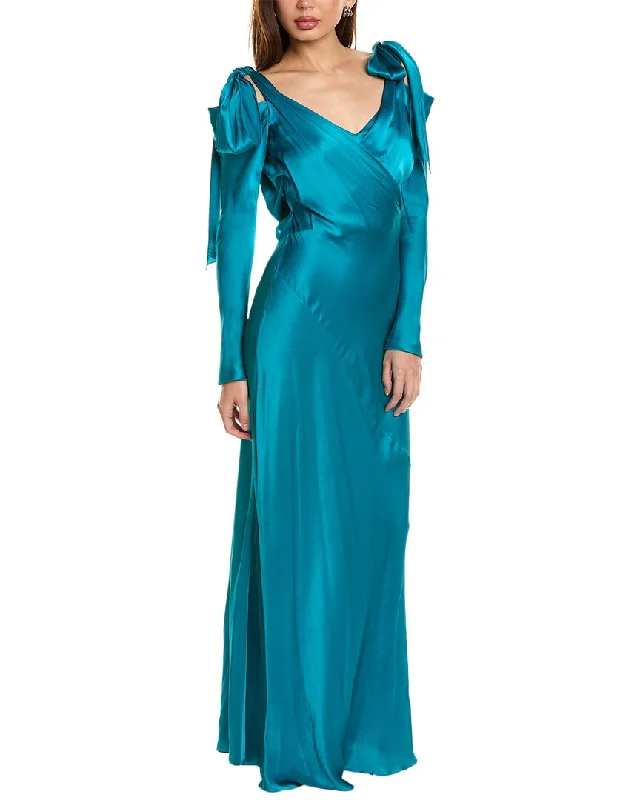 Alberta Ferretti Draped Silk-Blend Gown