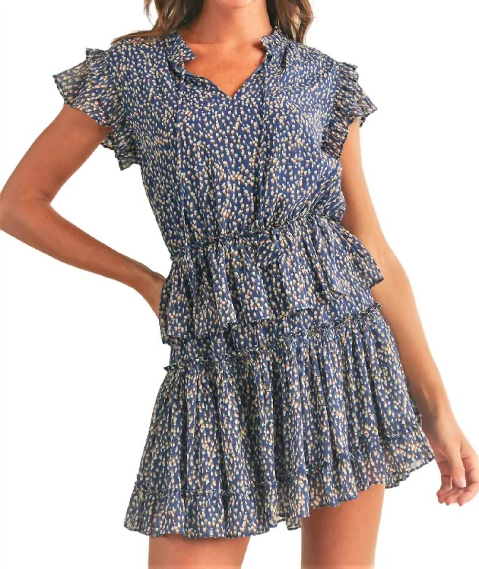 Penelope Short Sleeve Mini Dress In Blue Combo