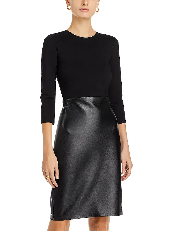 Franci Womens Leather Ponte Cocktail And Party Dress