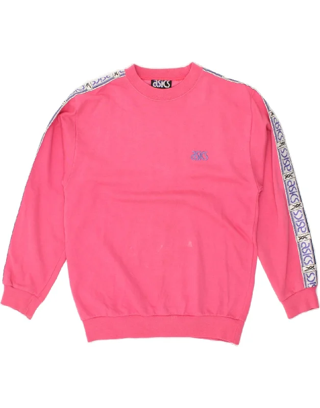 ASICS Womens Graphic Sweatshirt Jumper UK 14 Medium Pink Cotton