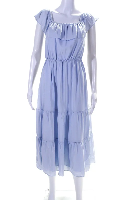 Club Monaco Womens Hamisi Off Short Midi A Line Dress Light Blue