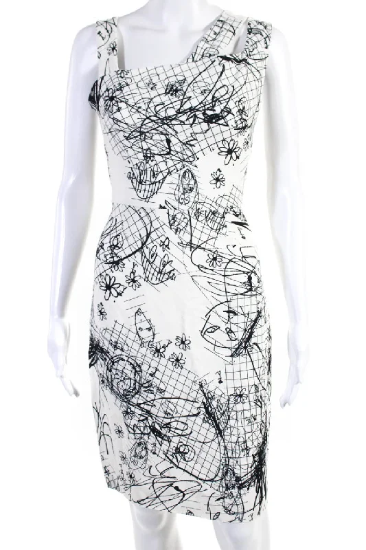 Cushnie Et Ochs Womens Floral Print Zipped Sleeveless Midi Dress White