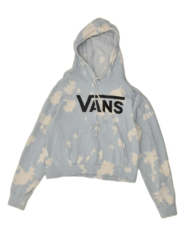 VANS Womens Crop Graphic Hoodie Jumper UK 10 Small Blue Tie Dye Cotton