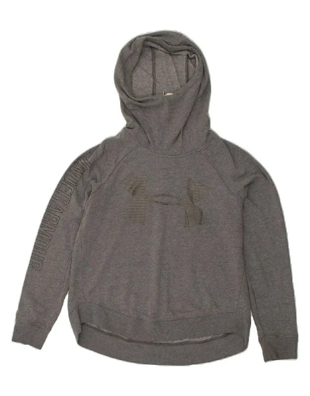 UNDER ARMOUR Womens Graphic Hoodie Jumper UK 14 Medium Grey