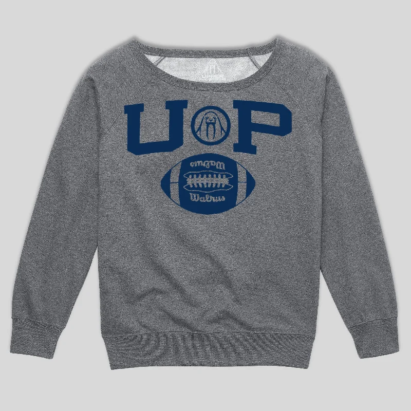 UP FOOTBALL - NAVY WOMEN'S SCOOP NECK SWEATSHIRT