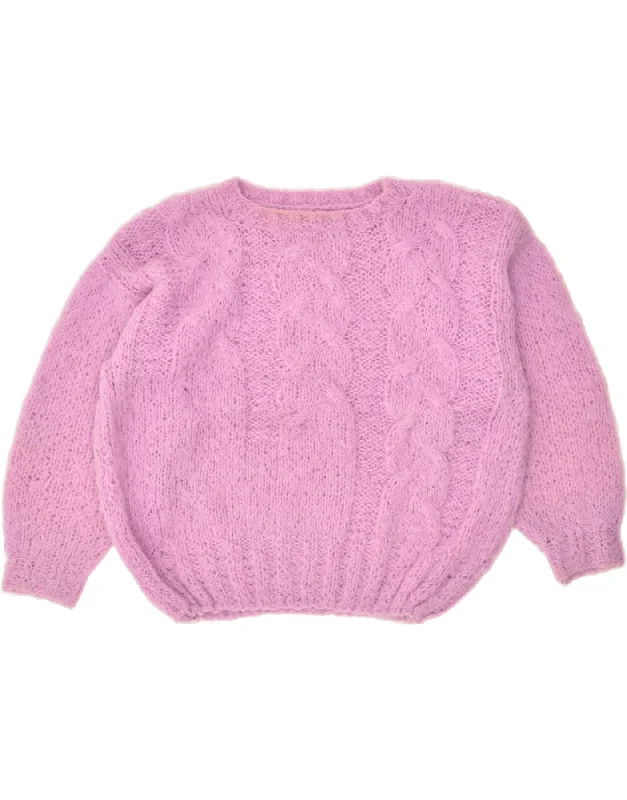 VINTAGE Womens Crew Neck Jumper Sweater UK 16 Large Pink