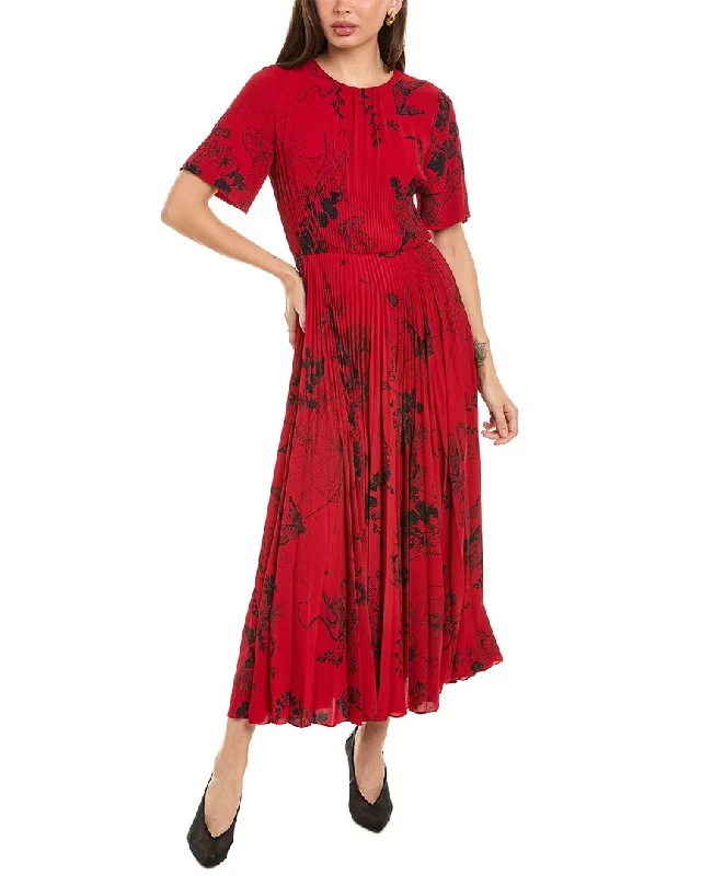 Jason Wu Collection Printed Pleated Silk-Lined Midi Dress