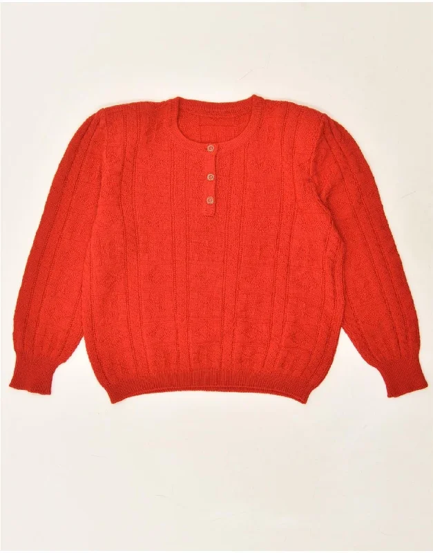 VINTAGE Womens Crew Neck Jumper Sweater UK 16 Large Red