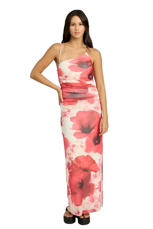 ONE SHOULDER RUCHED MAXI DRESS