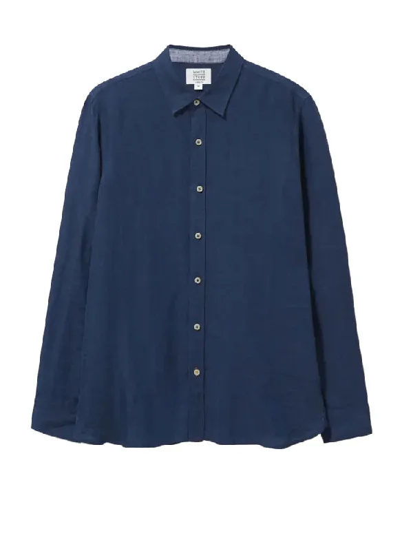 Pembroke Long Sleeve Linen Shirt - Dark Navy