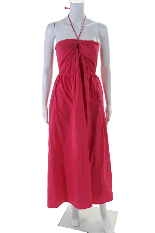 Xirena Womens Red Tulip Cotton Halter Neck Sleeveless Avalin Dress