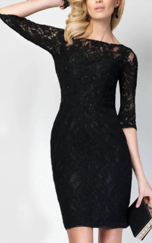 Lace Cocktail Dress In Black