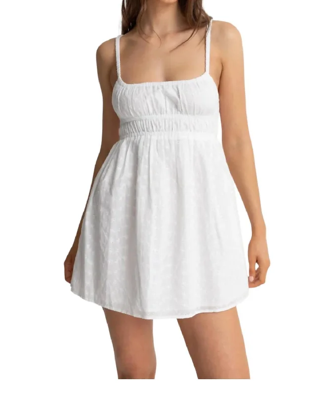 Fae Broderie Mini Dress In White