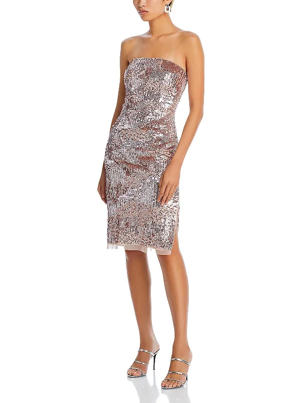 Womens Sequined Strapless Cocktail And Party Dress