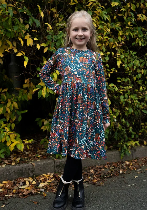 Children's Foraging Racoons Print Dress (Huxley)