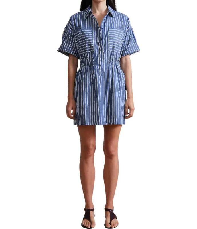 Palmera Mini Dress In Indigo Stripe