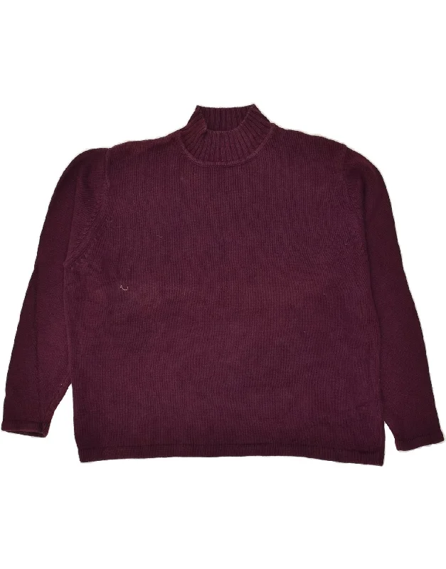 EDDIE BAUER Womens Loose Fit Turtle Neck Jumper Sweater UK 18 XL Burgundy