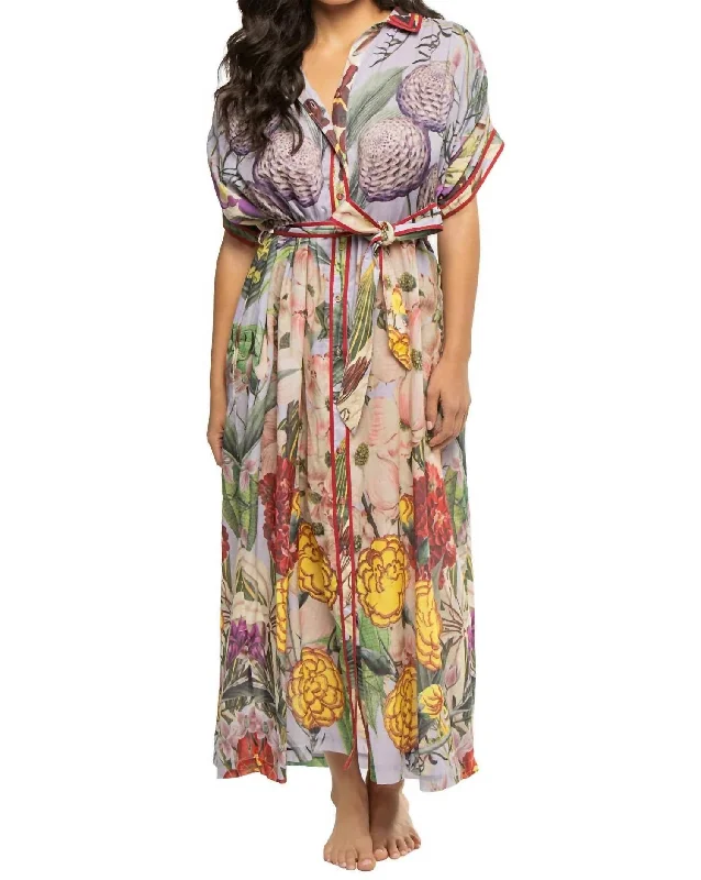 Valerie Kaftan Dress In Floral Lilac