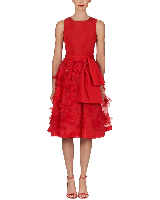 Carolina Herrera Embellished Silk A-Line Dress