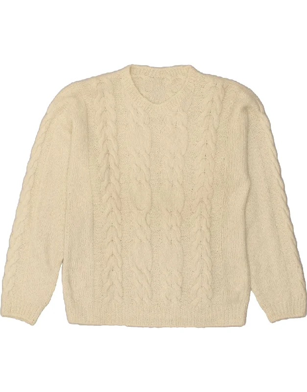 VINTAGE Womens Crew Neck Jumper Sweater UK 16 Large Beige