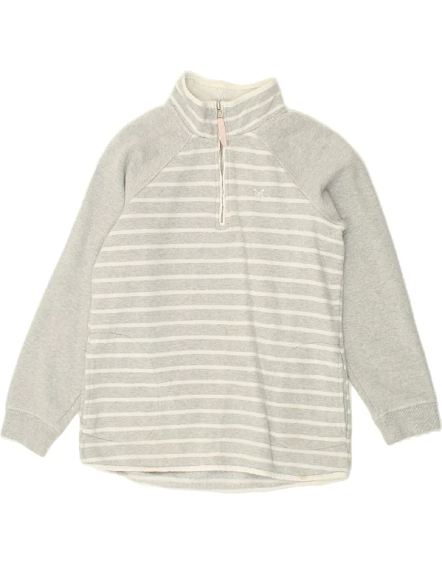 CREW CLOTHING Womens Zip Neck Sweatshirt Jumper UK 10 Small Grey Striped