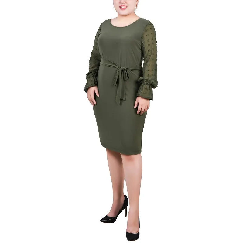 Plus Womens Jacquard Knee Sheath Dress