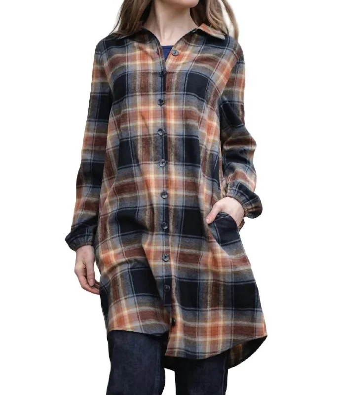 Plaid Shirtdress In Multi