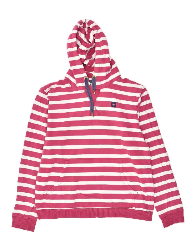 MOUNTAIN WAREHOUSE Womens Hoodie Jumper UK 16 Large Pink Striped Cotton