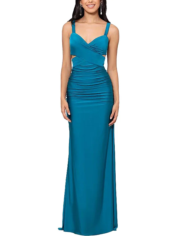 Juniors Womens Satin Evening Formal Dress