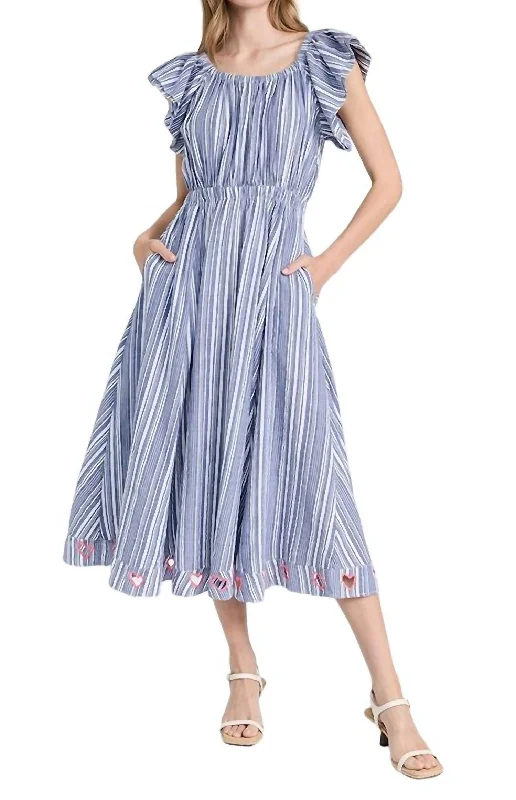 Tailor Stripe Dress In Blue/white