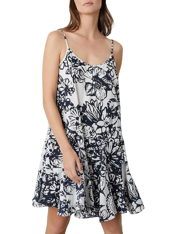 Womens Cotton Floral Fit & Flare Dress